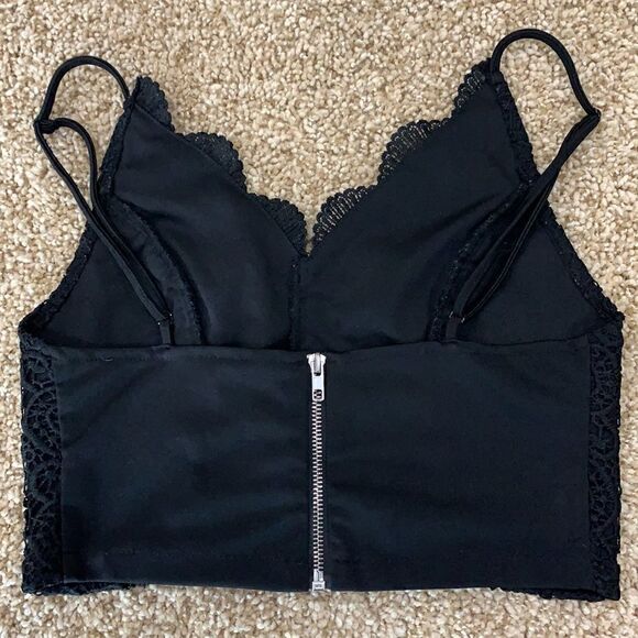 Vintage black lace‎ Cami crochet crop top tank Paper Crane Size Small - Picture 5 of 11